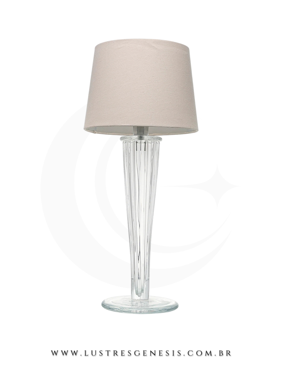 Abajur de Mesa Vidro Murano Monaco Transparente Cupula Bege Design Moderno para Quarto Sala Cabeceira